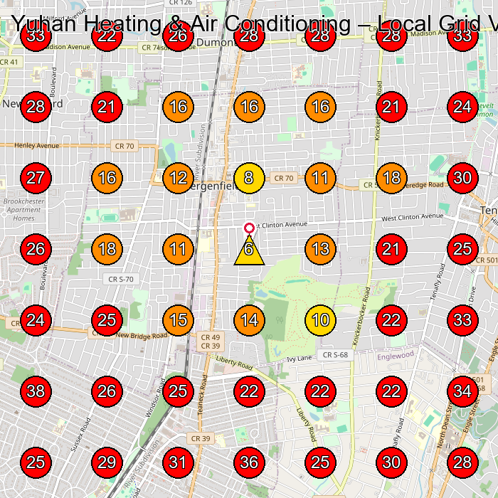 Yuhan Heating & Air Conditioning GeoGrid visibility map for Hvac Contractor in Englewood